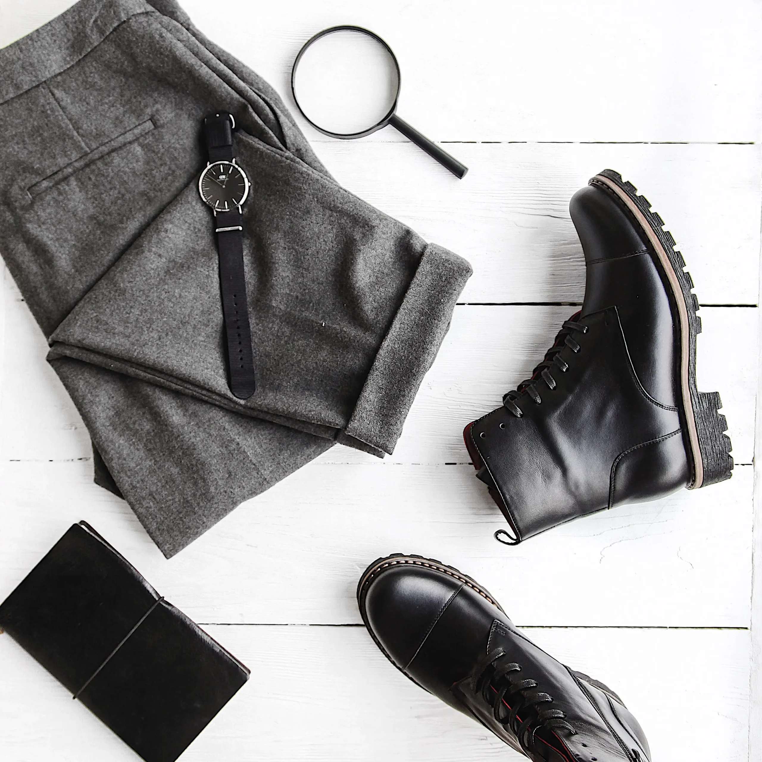 Women’s Black Military Chunky Leather Boots