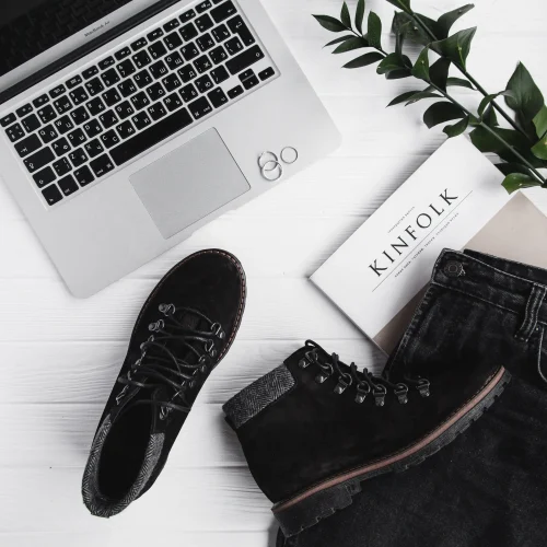 Women’s Black Nubuck Handmade Hiker Boots