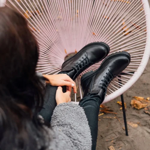 Women’s Black Leather Combat Festival Boots