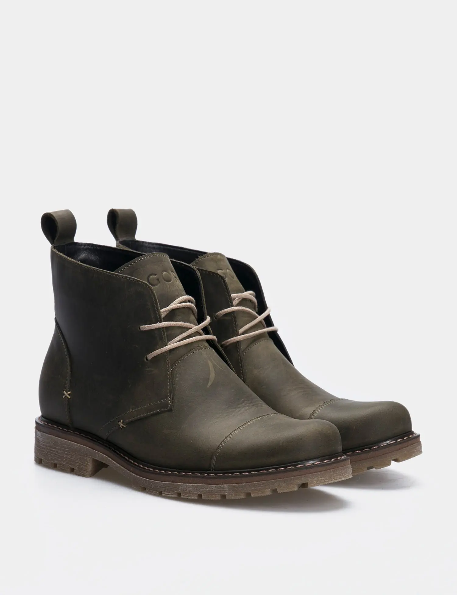 Women’s Green Aged Leather Desert Boots