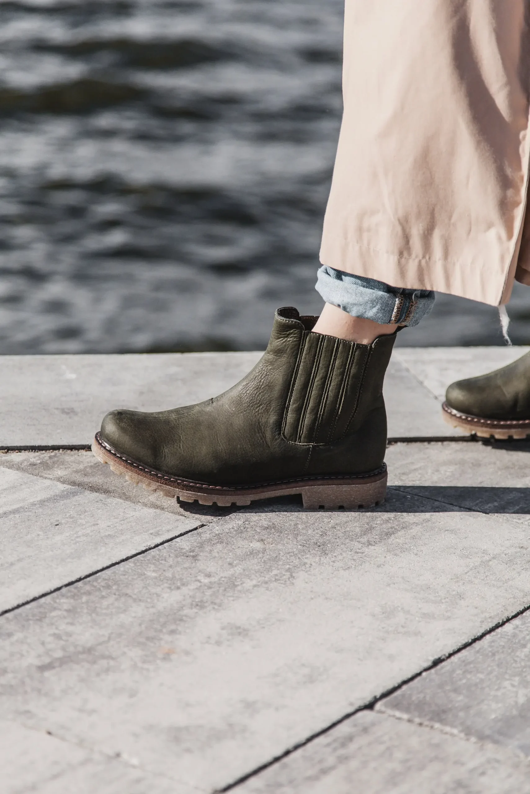 Women’s Olive Nubuck Chelsea Ankle Boots