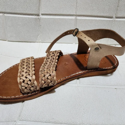 Women’s Tan Braided Moroccan Leather Sandals