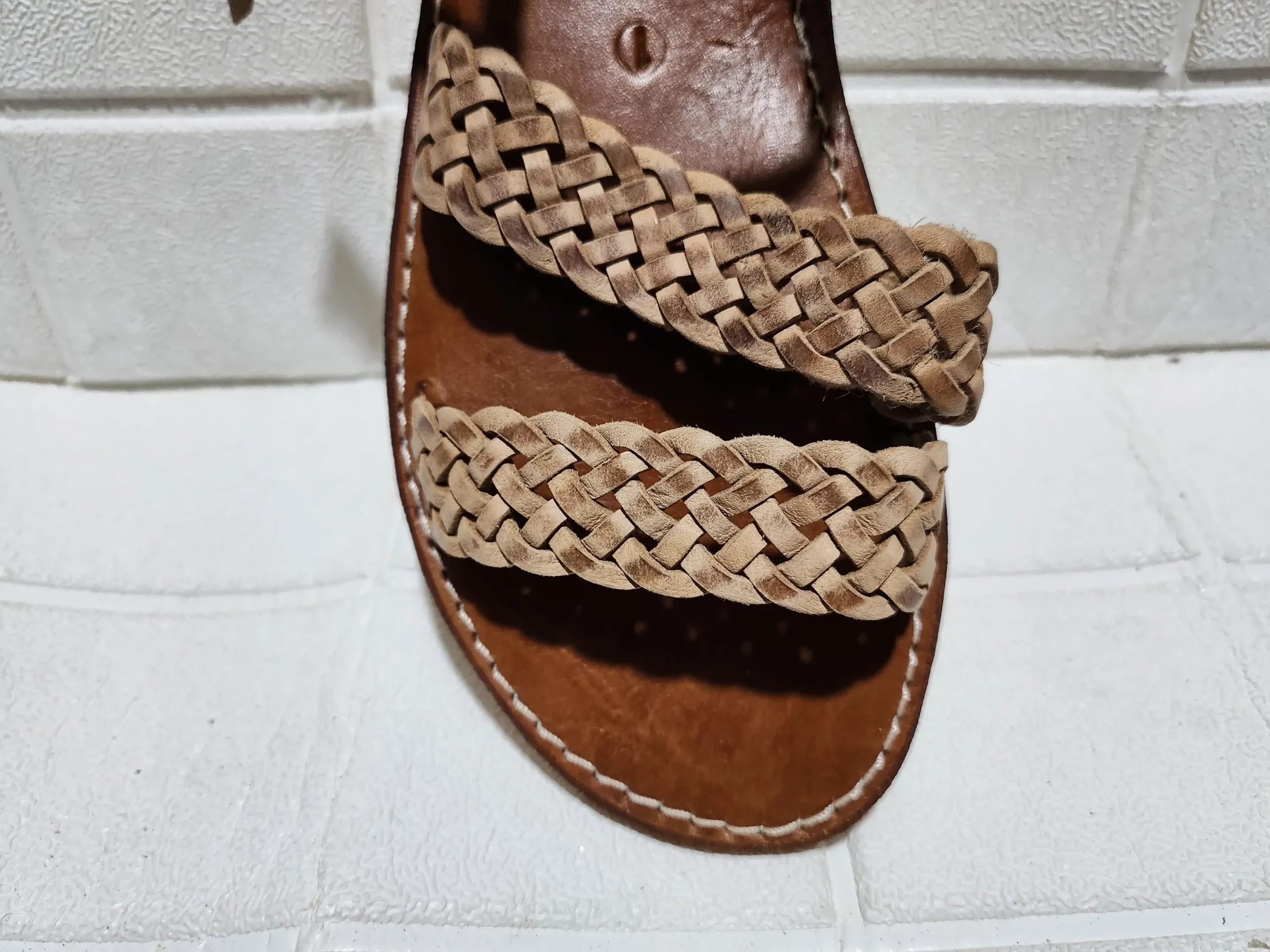 Women’s Tan Braided Moroccan Leather Sandals