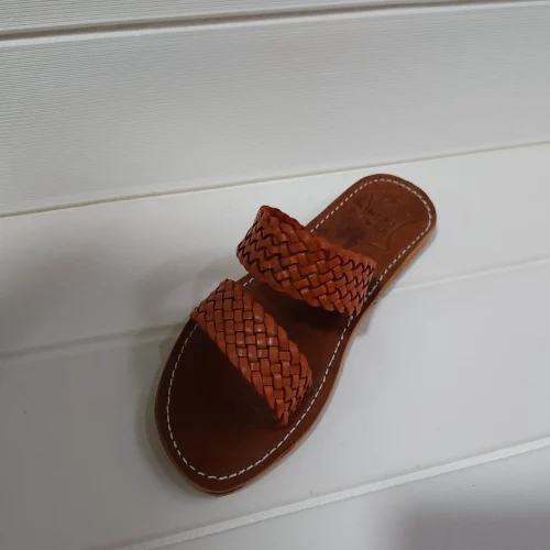 Women’s Woven Double Strap Moroccan Leather Slides
