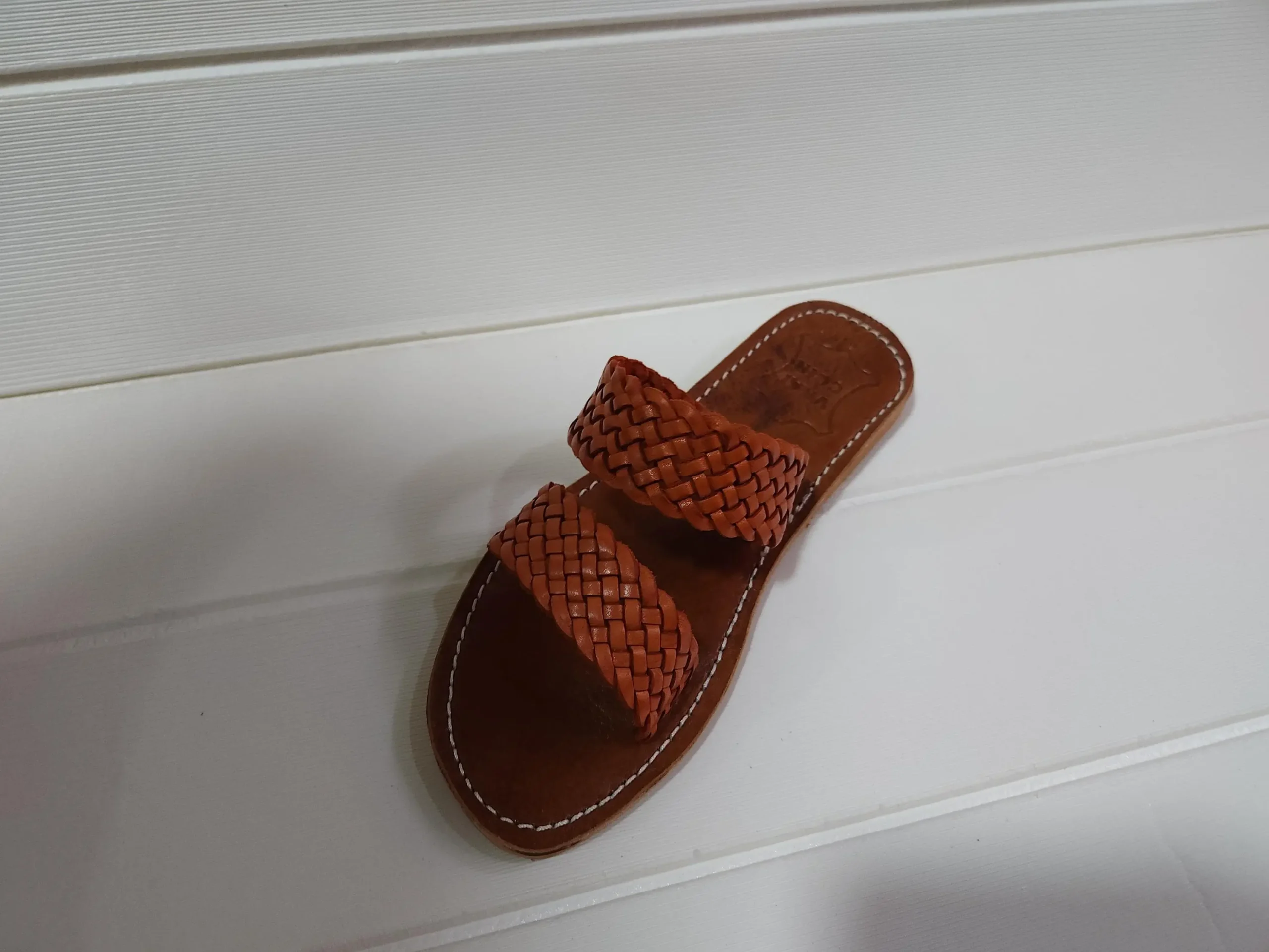 Women’s Woven Double Strap Moroccan Leather Slides