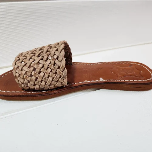 Women’s Braided Moroccan Leather Flat Slides