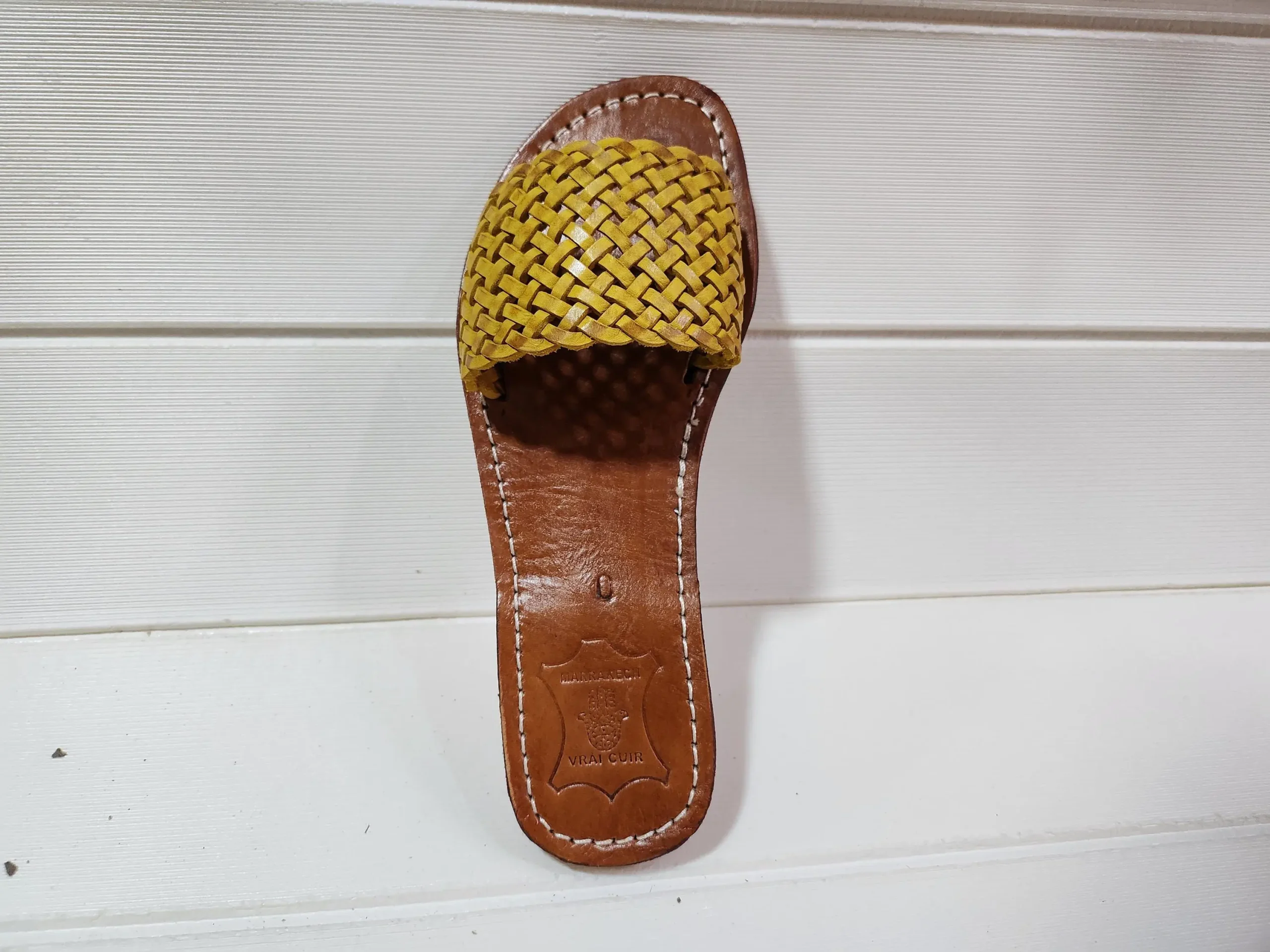 Women’s Yellow Woven Moroccan Leather Flats