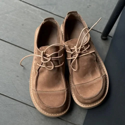 Handmade Women S Suede Loafers Wide Toe Box