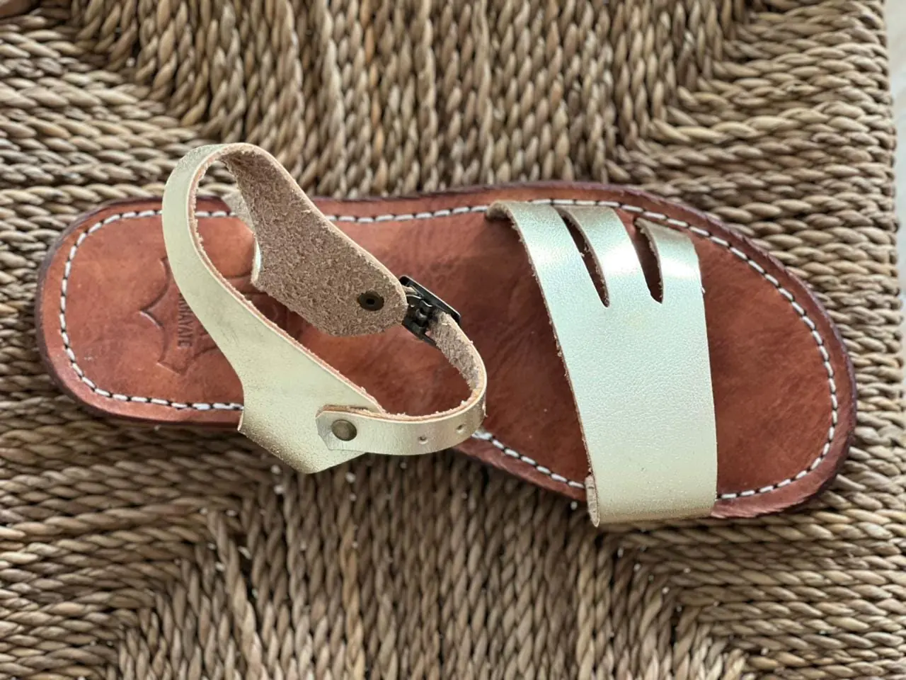 Women’s Blond Moroccan Handmade Leather Flat Sandals