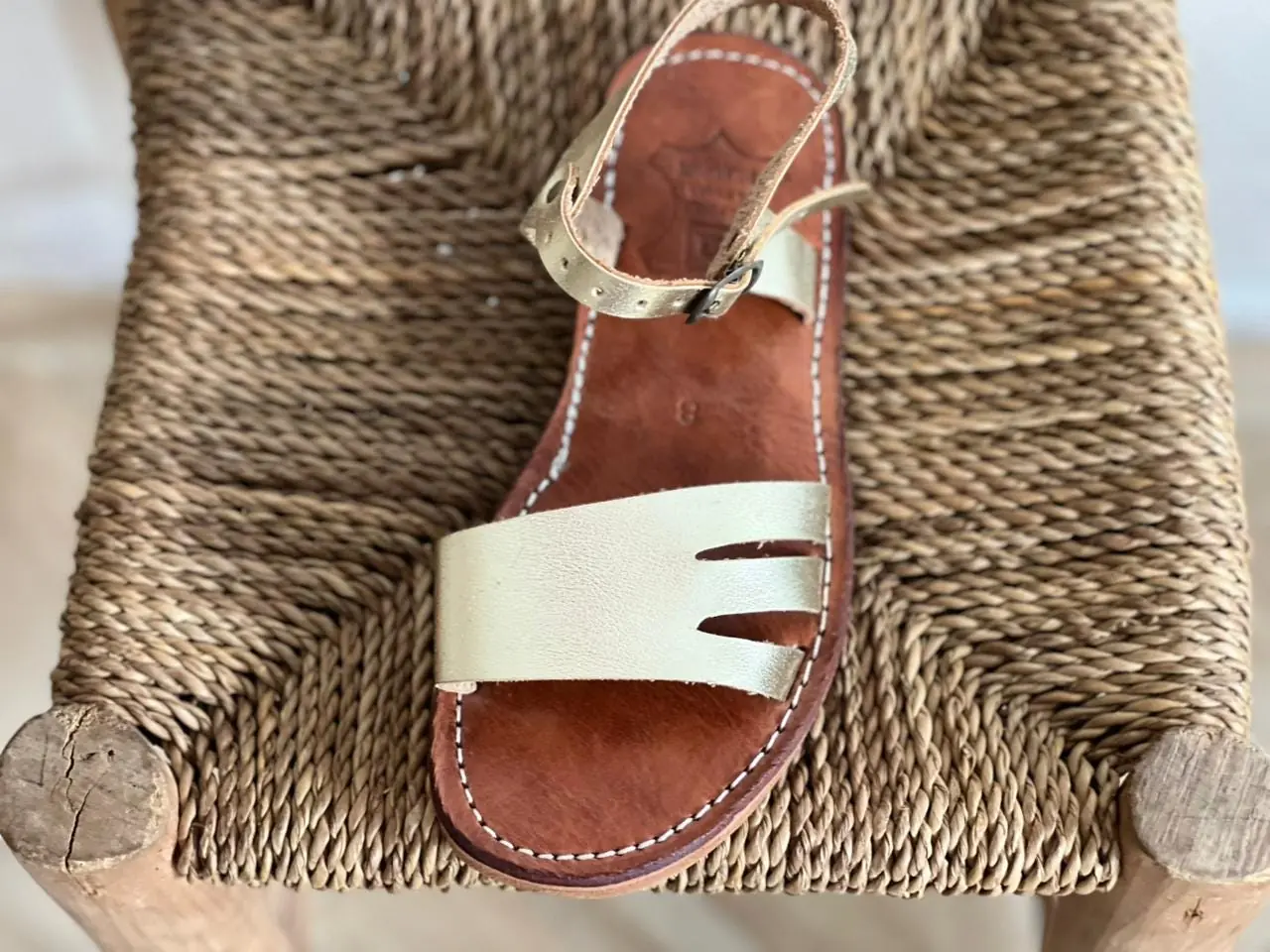 Women’s Blond Moroccan Handmade Leather Flat Sandals